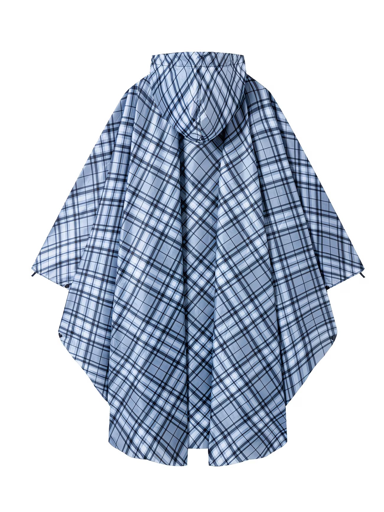 Blue plaid poncho on a white background