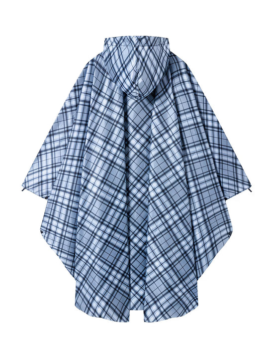 Blue plaid poncho on a white background