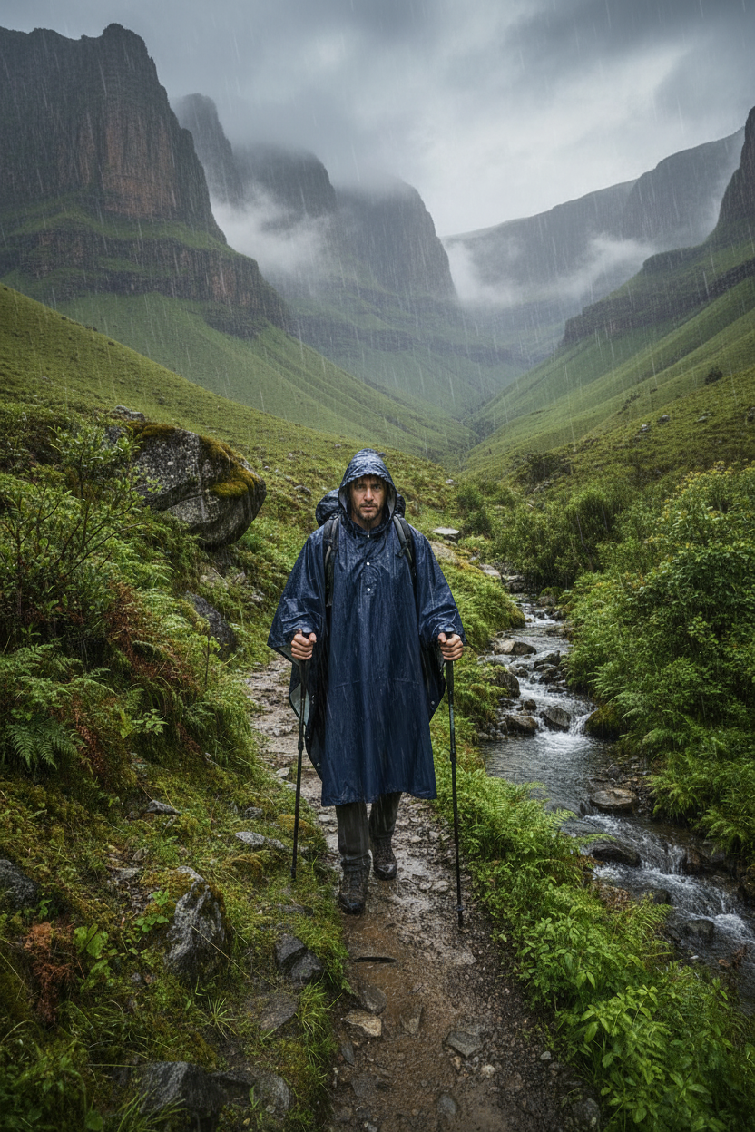 Drakensberg Hiking in Navy Rain Cape